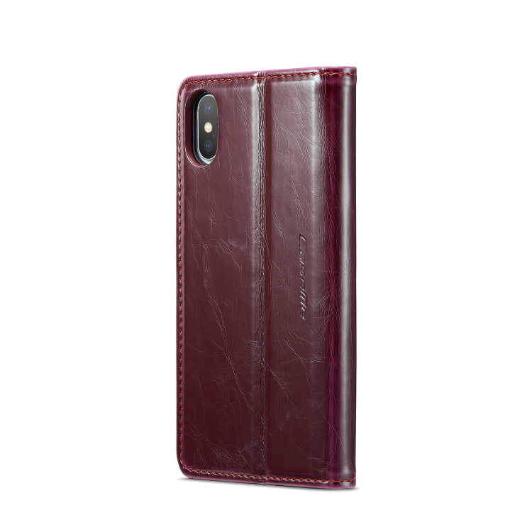 For iPhone XS Max CaseMe 003 Crazy Horse Texture Leather Phone Case(Wine Red) - More iPhone Cases by CaseMe | Online Shopping South Africa | PMC Jewellery | Buy Now Pay Later Mobicred