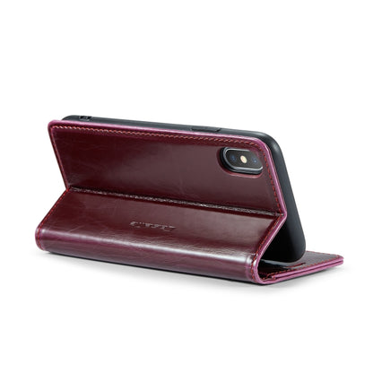 For iPhone XS Max CaseMe 003 Crazy Horse Texture Leather Phone Case(Wine Red) - More iPhone Cases by CaseMe | Online Shopping South Africa | PMC Jewellery | Buy Now Pay Later Mobicred