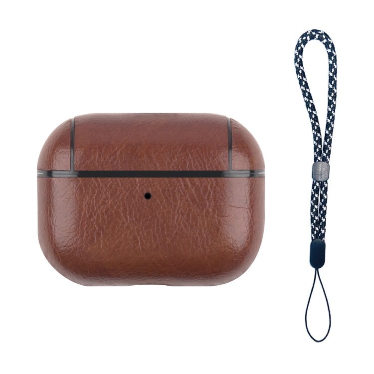 For AirPods Pro 2 Wireless Earphone Leather Shockproof Protective Case with Lanyard(Dark Brown) - For AirPods Pro 2 by PMC Jewellery | Online Shopping South Africa | PMC Jewellery | Buy Now Pay Later Mobicred