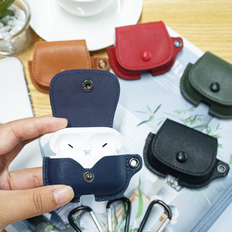 For AirPods 1 / 2 Backpack Style PU Leather Earphone Protective Case with Lanyard(Army Green) - For AirPods 1/2 by PMC Jewellery | Online Shopping South Africa | PMC Jewellery | Buy Now Pay Later Mobicred
