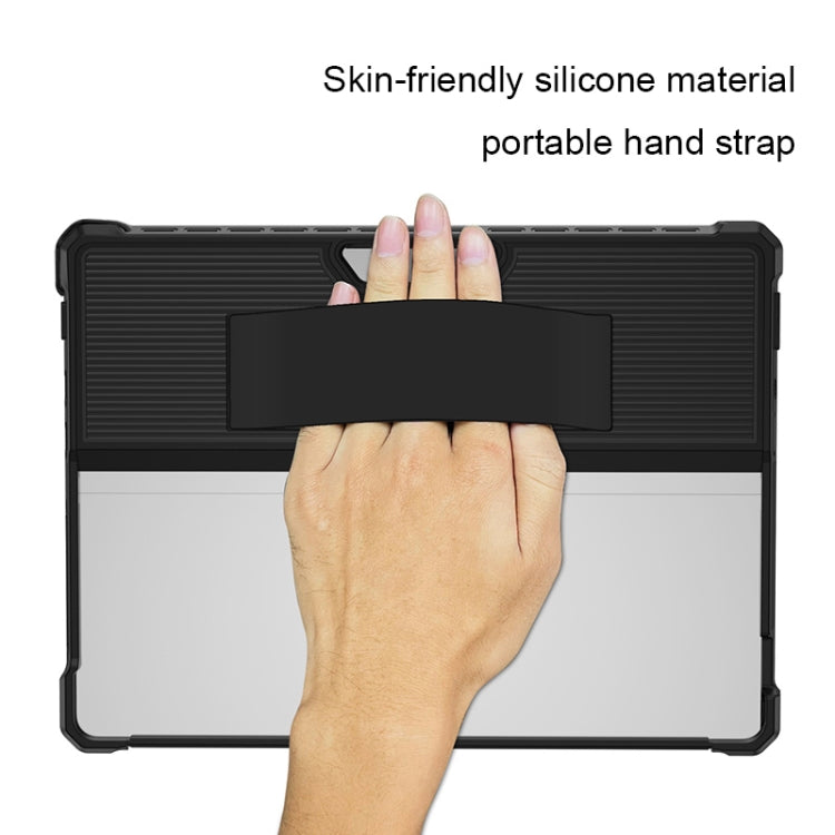 For Microsoft Surface Pro 8 Striped Hollow Tablet Case with Holder Cover and Shoulder Strap(Black) - Others by PMC TechLife | Online Shopping South Africa | PMC TechLife | Buy Now Pay Later Mobicred