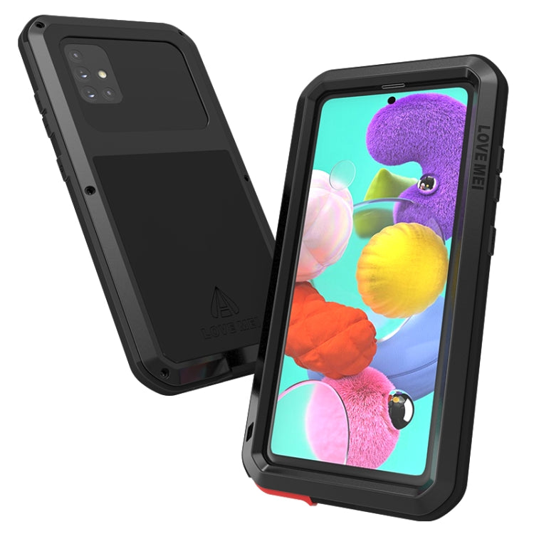 For Galaxy A51 LOVE MEI Metal Shockproof Waterproof Dustproof Protective Case(Black) - Galaxy Phone Cases by LOVE MEI | Online Shopping South Africa | PMC Jewellery | Buy Now Pay Later Mobicred