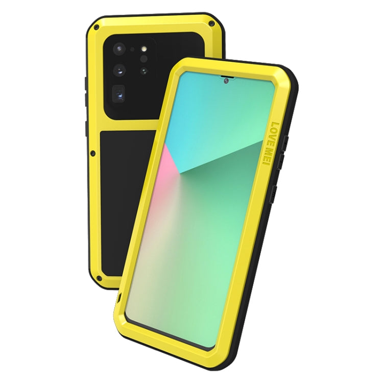 For Galaxy S20 Ultra LOVE MEI Metal Shockproof Waterproof Dustproof Protective Case(Yellow) - Galaxy Phone Cases by LOVE MEI | Online Shopping South Africa | PMC Jewellery