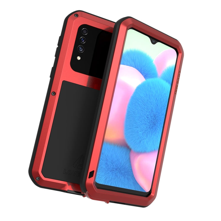 For Galaxy A30s LOVE MEI Metal Shockproof Waterproof Dustproof Protective Case(Red) - Galaxy Phone Cases by LOVE MEI | Online Shopping South Africa | PMC Jewellery | Buy Now Pay Later Mobicred