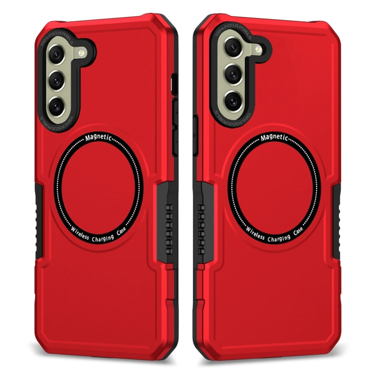 For Samsung Galaxy S21 FE 5G MagSafe Shockproof Armor Phone Case(Red) - Galaxy Phone Cases by PMC Jewellery | Online Shopping South Africa | PMC Jewellery