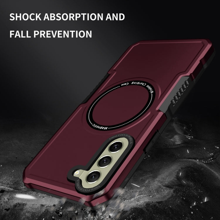 For Samsung Galaxy S21 FE 5G MagSafe Shockproof Armor Phone Case(Wine Red) - Galaxy Phone Cases by PMC TechLife | Online Shopping South Africa | PMC TechLife