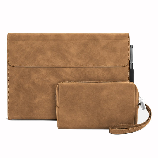 For Microsoft Surface Pro 9 / Surface Pro 10 Sheepskin All-Inclusive Shockproof Protective Case with Power Bag(Brown) - Others by PMC Jewellery | Online Shopping South Africa | PMC Jewellery | Buy Now Pay Later Mobicred