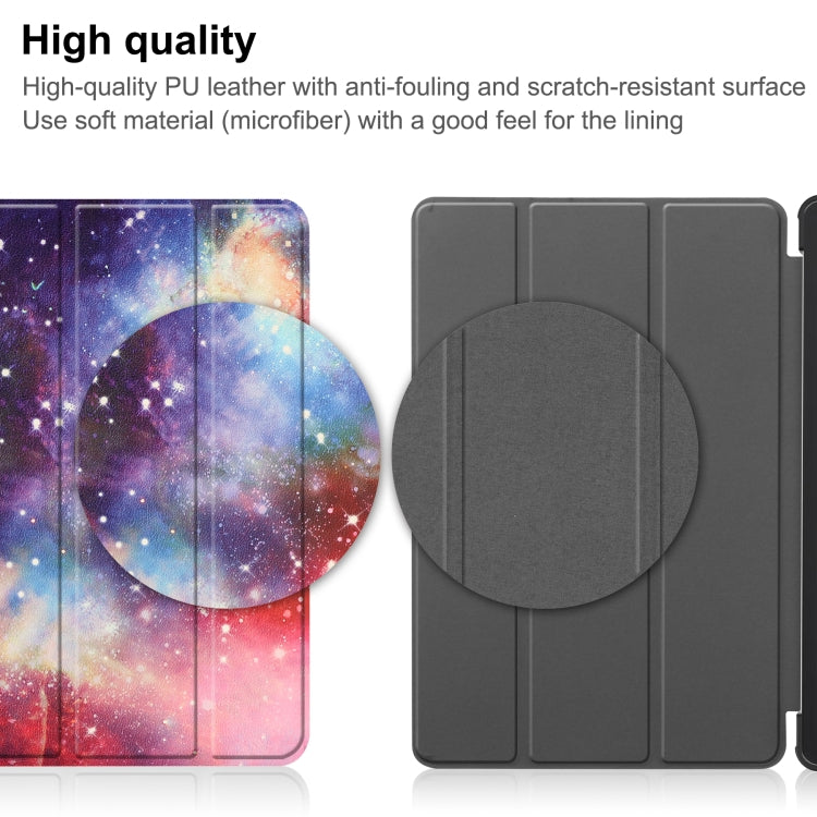 For Lenovo Tab P11 Gen 2 Custer Painted 3-Fold Holder Leather Smart Tablet Case(Milky Way Nebula) - Lenovo by PMC TechLife | Online Shopping South Africa | PMC TechLife | Buy Now Pay Later Mobicred