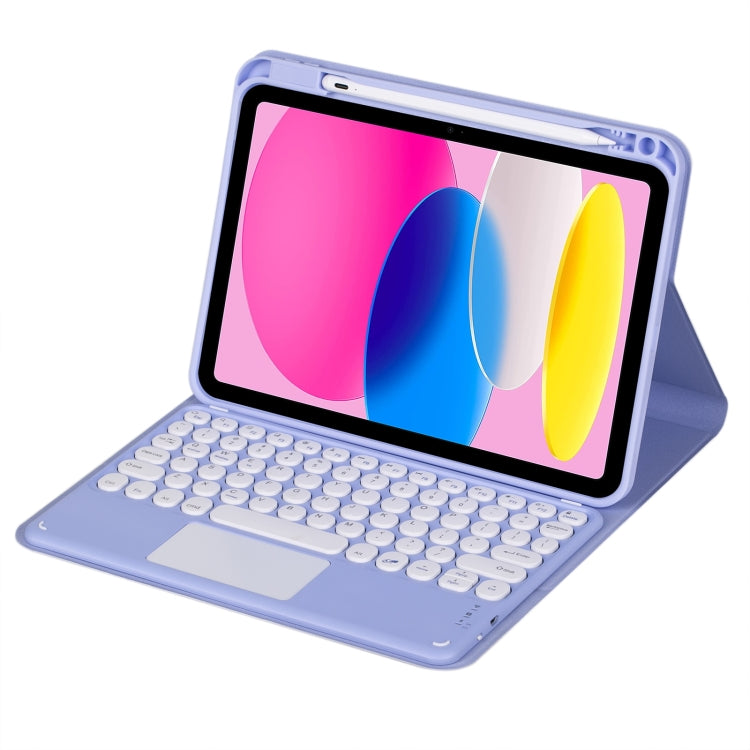For iPad 10th Gen 10.9 2022 SA-10C Bluetooth Touch Keyboard Leather Tablet Case with Pen Slot(Purple) - free shipping - PMC TechLife - Order now!