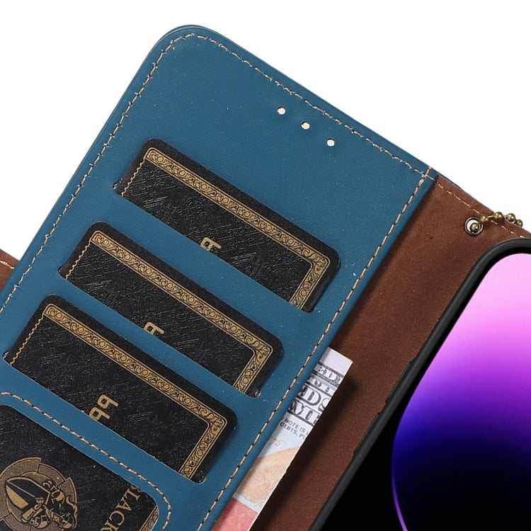 For Google Pixel 7 Pro Genuine Leather Magnetic RFID Leather Phone Case(Blue) - Google Cases by PMC TechLife | Online Shopping South Africa | PMC TechLife | Buy Now Pay Later Mobicred