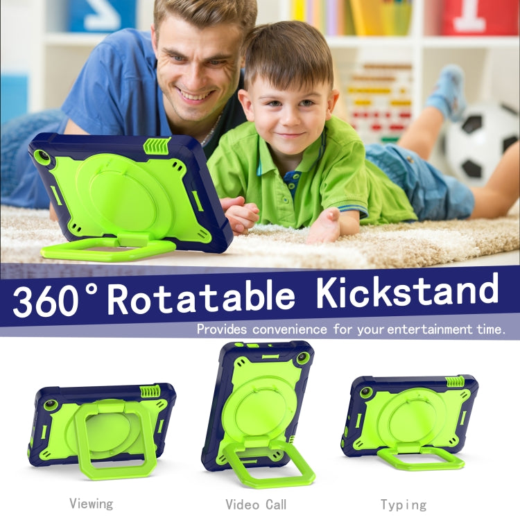 For Amazon Kindle Fire 7 2022 Silicone + PC Bracelet Holder Tablet Case(Navy Blue + Yellow Green) - Amazon by PMC TechLife | Online Shopping South Africa | PMC TechLife | Buy Now Pay Later Mobicred