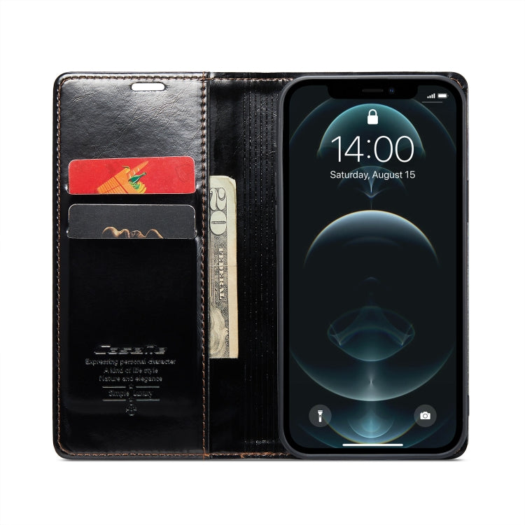 For iPhone 12 CaseMe 003 Crazy Horse Texture Leather Phone Case(Black) - iPhone 12 / 12 Pro Cases by CaseMe | Online Shopping South Africa | PMC Jewellery | Buy Now Pay Later Mobicred