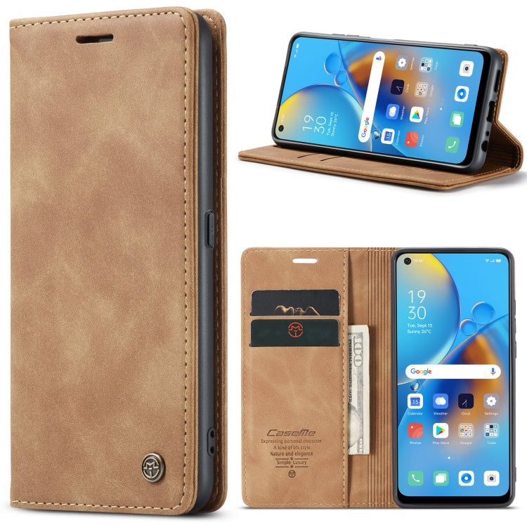 CaseMe 013 Multifunctional Horizontal Flip Leather Phone Case For OPPO F19/F19S/A74 4G/A95 4G/Reno6 Lite 4G Global(Brown) - OPPO Cases by CaseMe | Online Shopping South Africa | PMC Jewellery | Buy Now Pay Later Mobicred