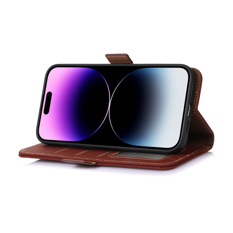 For Nokia X30 5G Genuine Leather Magnetic RFID Leather Phone Case(Coffee) - Nokia Cases by PMC TechLife | Online Shopping South Africa | PMC TechLife | Buy Now Pay Later Mobicred