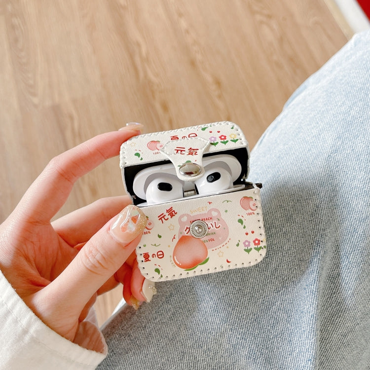 For AirPods Pro PU Leather Wireless Earphone Case(Peach) - For AirPods Pro by PMC Jewellery | Online Shopping South Africa | PMC Jewellery | Buy Now Pay Later Mobicred