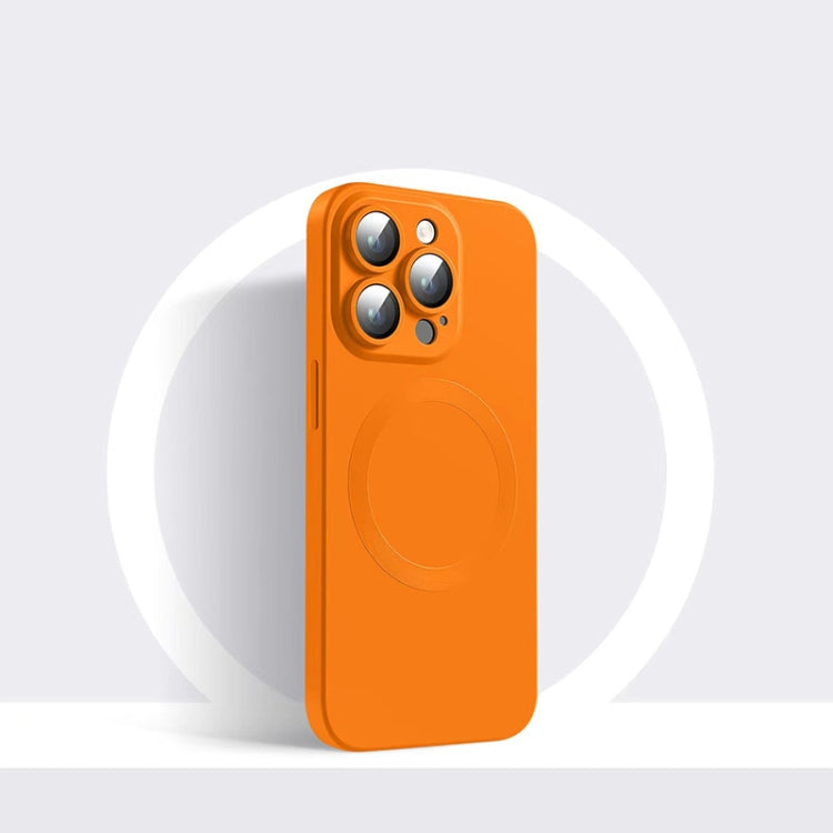 For iPhone 14 Pro CD Texture MagSafe Liquid Silicone Phone Case(Orange) - iPhone 14 Pro Cases by PMC TechLife | Online Shopping South Africa | PMC TechLife