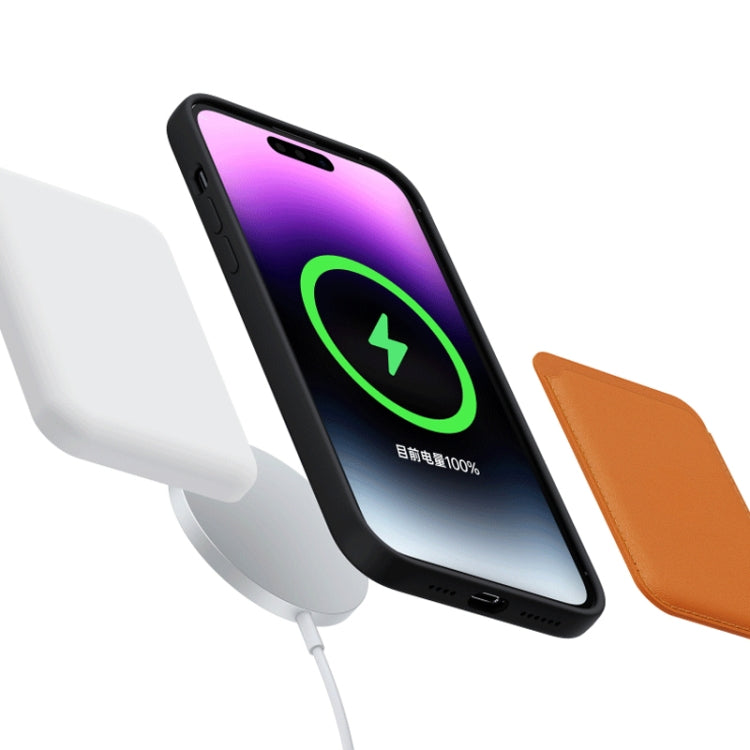 For iPhone 14 Plus CD Texture MagSafe Liquid Silicone Phone Case(Orange) - iPhone 14 Plus Cases by PMC TechLife | Online Shopping South Africa | PMC TechLife