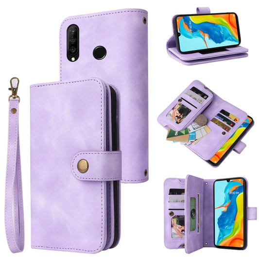 For Huawei P30 Lite Multifunctional Card Slot Zipper Wallet Leather Phone Case(Purple) - Huawei Cases by PMC Jewellery | Online Shopping South Africa | PMC Jewellery | Buy Now Pay Later Mobicred