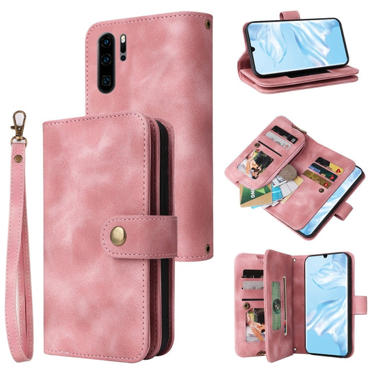 For Huawei P30 Pro Multifunctional Card Slot Zipper Wallet Leather Phone Case(Rose Gold) - Huawei Cases by PMC Jewellery | Online Shopping South Africa | PMC Jewellery | Buy Now Pay Later Mobicred