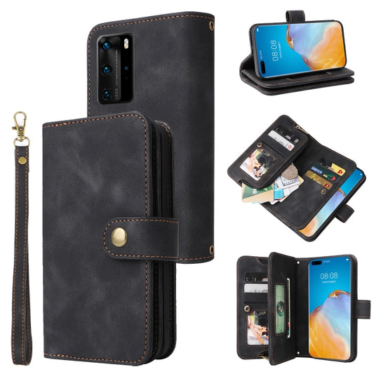 For Huawei P40 Pro Multifunctional Card Slot Zipper Wallet Leather Phone Case(Black) - Huawei Cases by PMC Jewellery | Online Shopping South Africa | PMC Jewellery | Buy Now Pay Later Mobicred