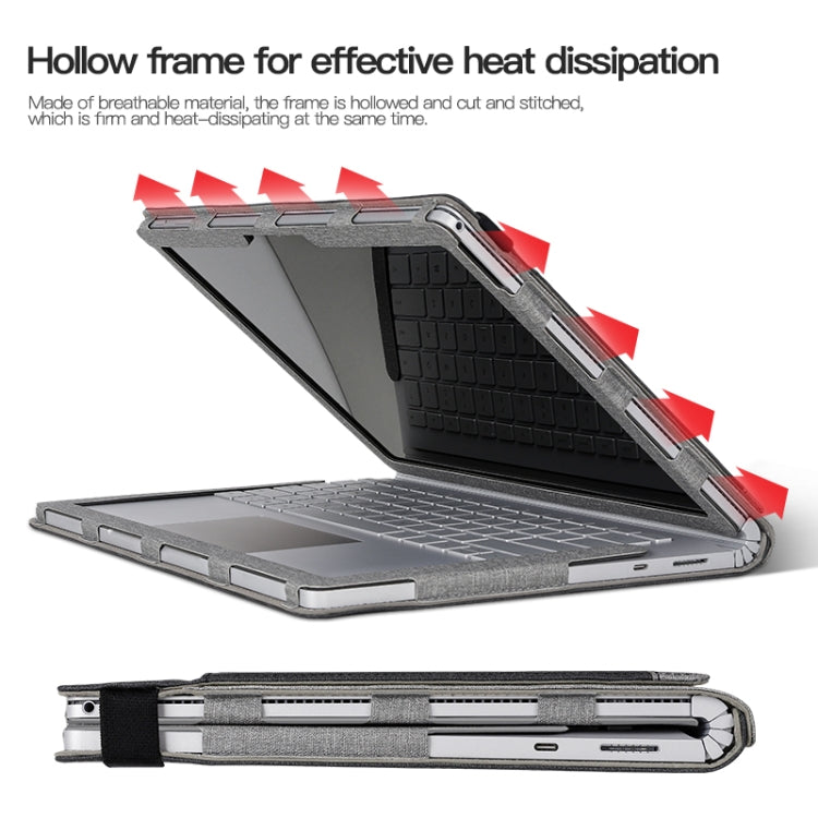 For MicroSoft Surface Book 3 / 2 / 1 15 inch Leather Laptop Case(Black Grey) - Others by PMC TechLife | Online Shopping South Africa | PMC TechLife | Buy Now Pay Later Mobicred