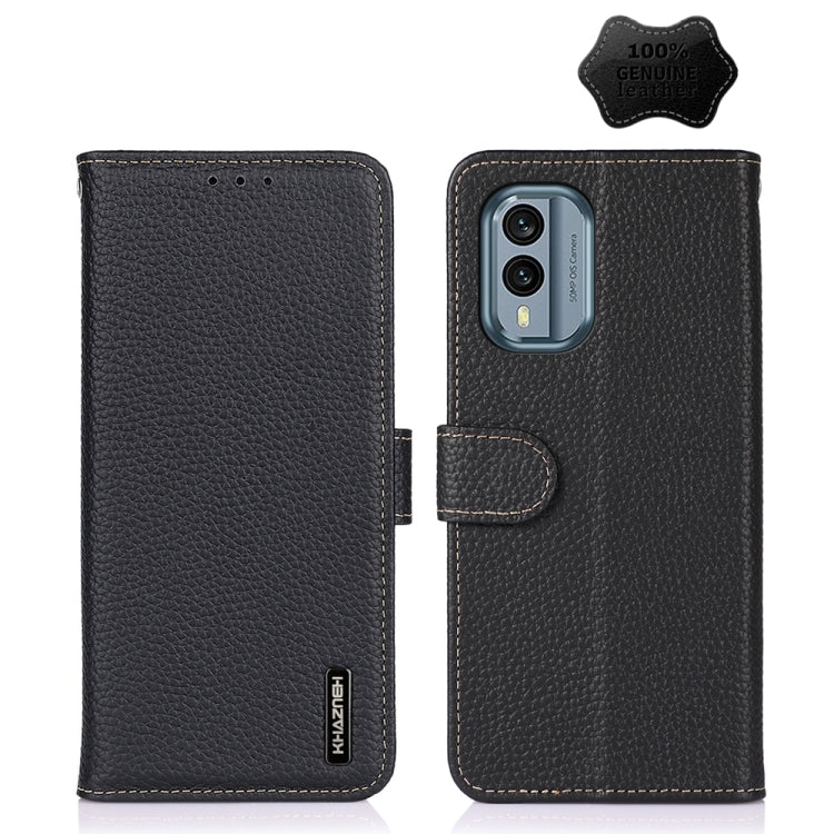 For Nokia X30 5G KHAZNEH Litchi Genuine Leather Phone Case(Black) - Nokia Cases by PMC TechLife | Online Shopping South Africa | PMC TechLife | Buy Now Pay Later Mobicred