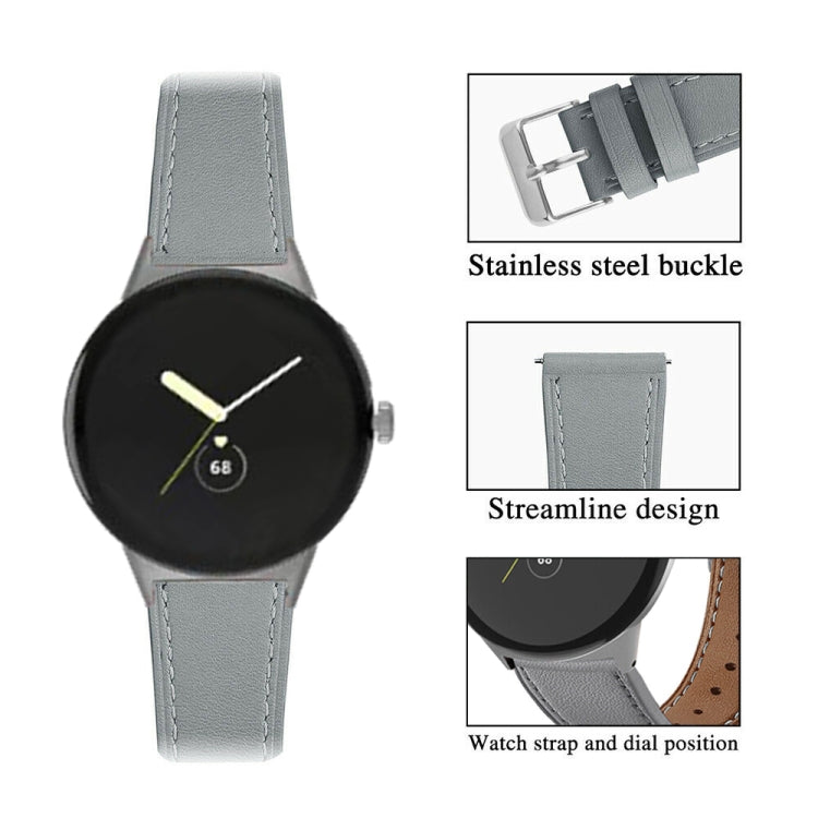 For Google Pixel Watch 1 / 2 / 3 41mm Round Tail Genuine Leather Watch Band(Grey) - free shipping - PMC TechLife - Order now!