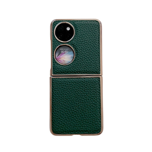 For Huawei P50 Pocket Nano Electroplating Litchi Texture Genuine Leather Phone Case(Green) - Huawei Cases by PMC Jewellery | Online Shopping South Africa | PMC Jewellery | Buy Now Pay Later Mobicred