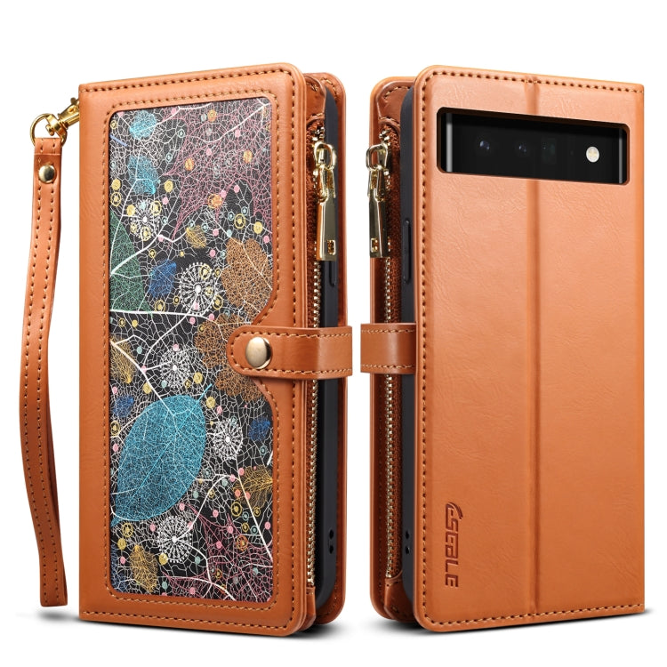 For Google Pixel 6 ESEBLE Star Series Lanyard Zipper Wallet RFID Leather Case(Brown) - Google Cases by ESEBLE | Online Shopping South Africa | PMC TechLife | Buy Now Pay Later Mobicred