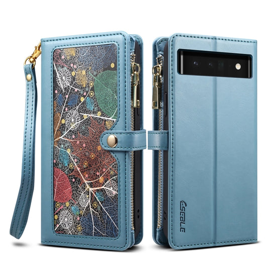 For Google Pixel 6 ESEBLE Star Series Lanyard Zipper Wallet RFID Leather Case(Blue) - Google Cases by ESEBLE | Online Shopping South Africa | PMC Jewellery | Buy Now Pay Later Mobicred