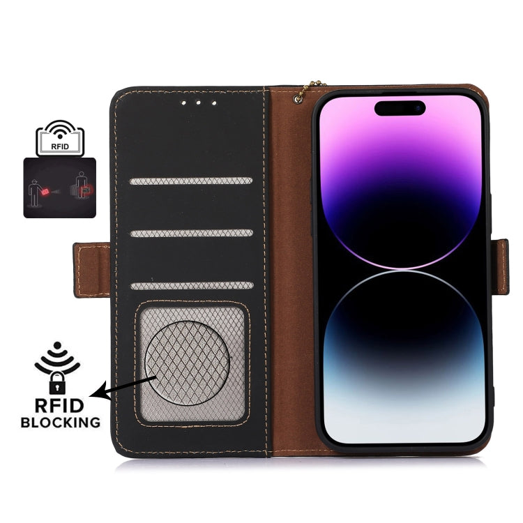 For Nokia C31 Genuine Leather Magnetic RFID Leather Phone Case(Black) - Nokia Cases by PMC TechLife | Online Shopping South Africa | PMC TechLife | Buy Now Pay Later Mobicred