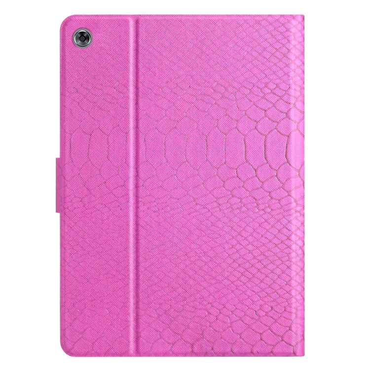 For Huawei MediaPad M5 lite 10.1 Solid Color Crocodile Texture Leather Smart Tablet Case(Rose Red) - Huawei by PMC TechLife | Online Shopping South Africa | PMC TechLife | Buy Now Pay Later Mobicred