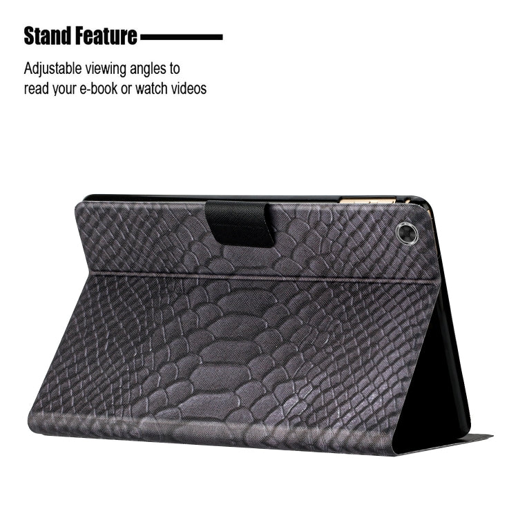 For Lenovo Tab M10 3rd Gen Solid Color Crocodile Texture Leather Smart Tablet Case(Black) - Lenovo by PMC TechLife | Online Shopping South Africa | PMC TechLife | Buy Now Pay Later Mobicred