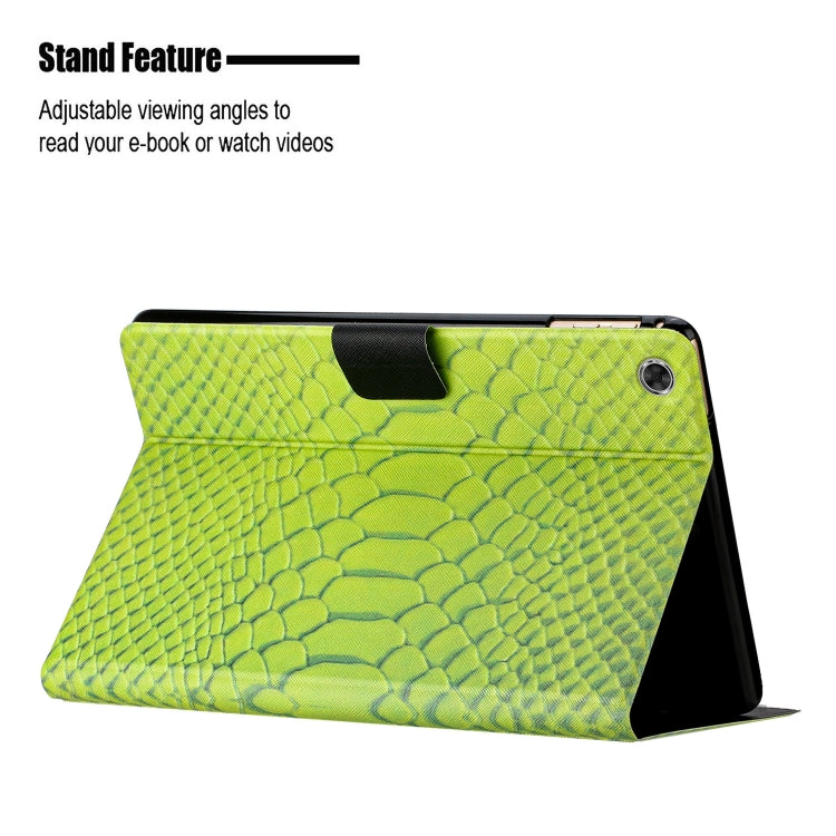 For Lenovo Tab M10 Plus Solid Color Crocodile Texture Leather Smart Tablet Case(Green) - Lenovo by PMC TechLife | Online Shopping South Africa | PMC TechLife | Buy Now Pay Later Mobicred