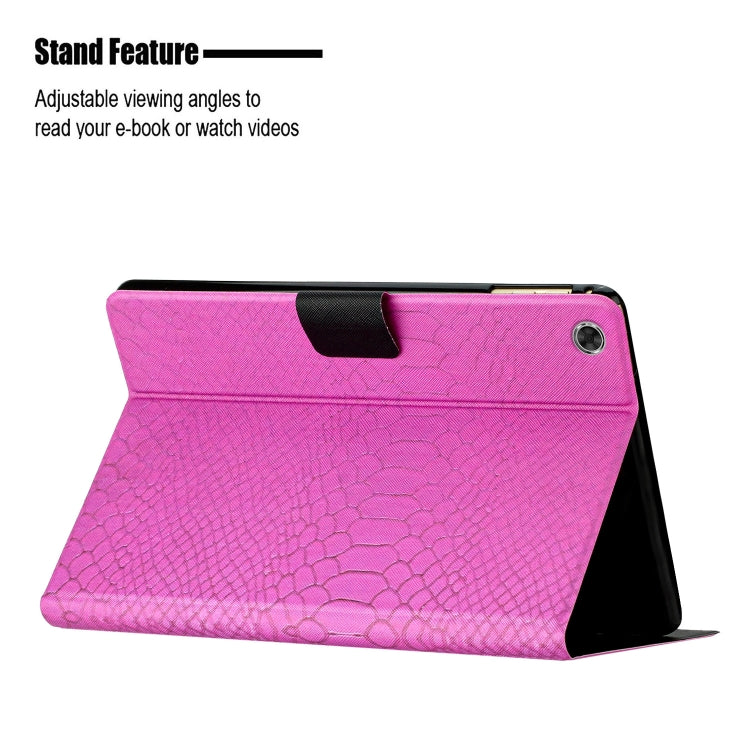 For Lenovo Tab M10 Plus Solid Color Crocodile Texture Leather Smart Tablet Case(Rose Red) - Lenovo by PMC TechLife | Online Shopping South Africa | PMC TechLife | Buy Now Pay Later Mobicred