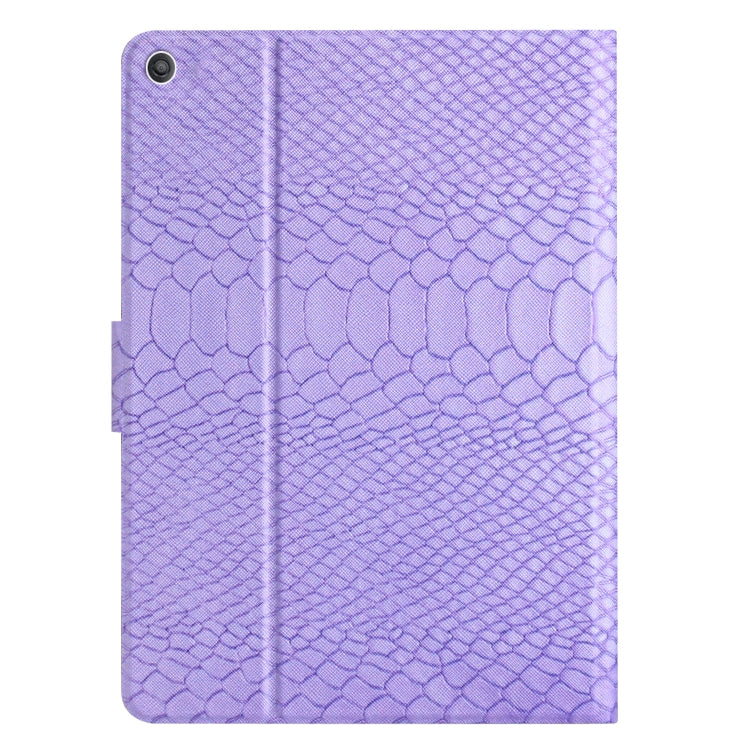 For Amazon Kindle Fire HD 10 2019/2017/2015 Solid Color Crocodile Texture Leather Smart Tablet Case(Purple) - Amazon by PMC TechLife | Online Shopping South Africa | PMC TechLife | Buy Now Pay Later Mobicred