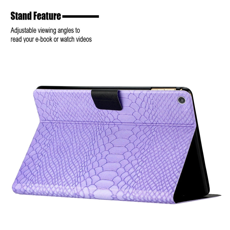 For Amazon Kindle Fire HD 10 2019/2017/2015 Solid Color Crocodile Texture Leather Smart Tablet Case(Purple) - Amazon by PMC TechLife | Online Shopping South Africa | PMC TechLife | Buy Now Pay Later Mobicred