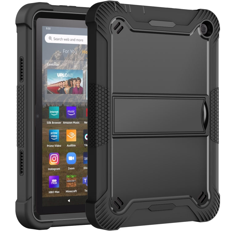 Silicone + PC Holder Shockproof Tablet Case For Amazon Kindle Fire HD 8 2022 / 2020 / HD 8 Plus 2020(Black) - Amazon by PMC TechLife | Online Shopping South Africa | PMC TechLife | Buy Now Pay Later Mobicred