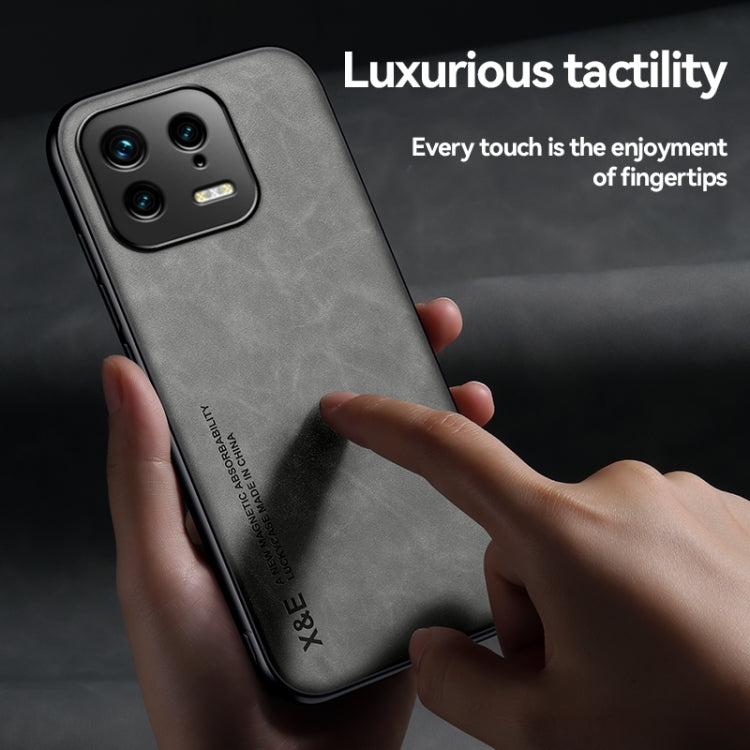 For Xiaomi 13 Skin Feel Magnetic Leather Back Phone Case(Blue) - 13 Cases by PMC TechLife | Online Shopping South Africa | PMC TechLife