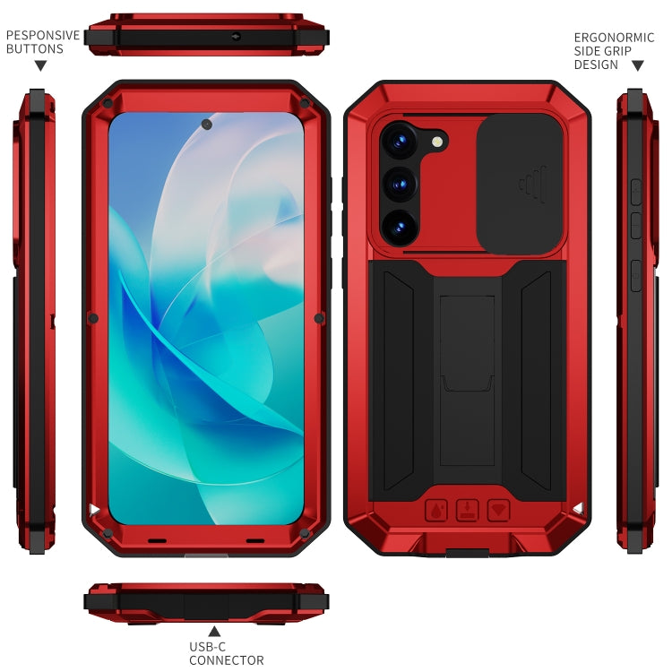 For Samsung Galaxy S23 5G R-JUST Sliding Camera Design Life Waterproof Dustproof Shockproof Phone Case(Red) - Galaxy S23 5G Cases by R-JUST | Online Shopping South Africa | PMC Jewellery