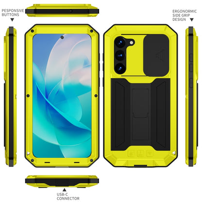 For Samsung Galaxy S23 5G R-JUST Sliding Camera Design Life Waterproof Dustproof Shockproof Phone Case(Yellow) - Galaxy S23 5G Cases by R-JUST | Online Shopping South Africa | PMC Jewellery | Buy Now Pay Later Mobicred