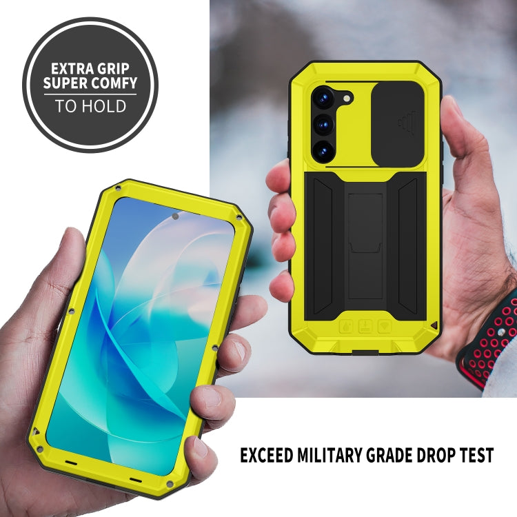 For Samsung Galaxy S23 5G R-JUST Sliding Camera Design Life Waterproof Dustproof Shockproof Phone Case(Yellow) - Galaxy S23 5G Cases by R-JUST | Online Shopping South Africa | PMC Jewellery | Buy Now Pay Later Mobicred