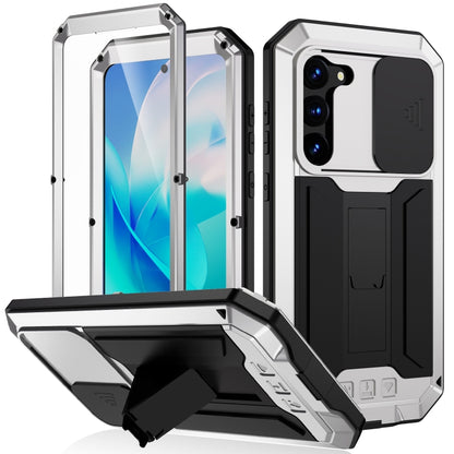 For Samsung Galaxy S23 5G R-JUST Sliding Camera Design Life Waterproof Dustproof Shockproof Phone Case(Silver) - Galaxy S23 5G Cases by R-JUST | Online Shopping South Africa | PMC Jewellery