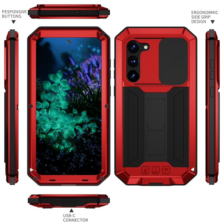 For Samsung Galaxy S23+ 5G R-JUST Sliding Camera Design Life Waterproof Dustproof Shockproof Phone Case(Red) - Galaxy S23+ 5G Cases by R-JUST | Online Shopping South Africa | PMC Jewellery
