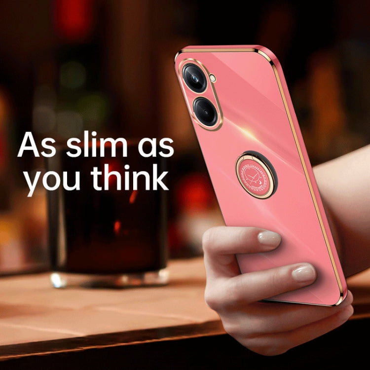 For Realme 10 4G XINLI Straight Edge Electroplate TPU Phone Case with Ring(White) - Realme Cases by XINLI | Online Shopping South Africa | PMC TechLife | Buy Now Pay Later Mobicred