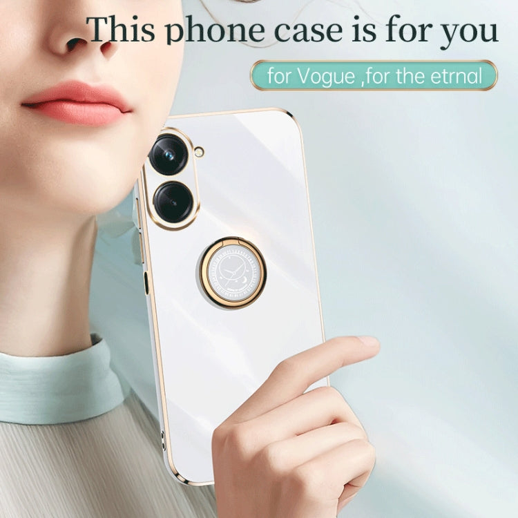 For Realme 10 4G XINLI Straight Edge Electroplate TPU Phone Case with Ring(White) - Realme Cases by XINLI | Online Shopping South Africa | PMC TechLife | Buy Now Pay Later Mobicred