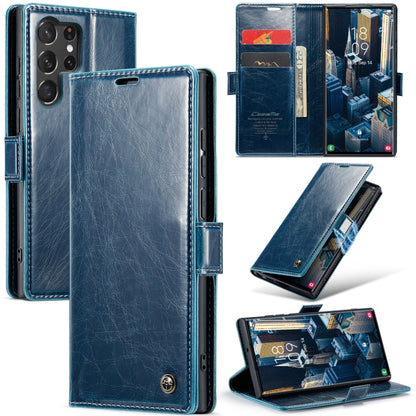 For Samsung Galaxy S23 Ultra 5G CaseMe 003 Crazy Horse Texture Leather Phone Case(Blue) - Galaxy S23 Ultra 5G Cases by CaseMe | Online Shopping South Africa | PMC Jewellery | Buy Now Pay Later Mobicred