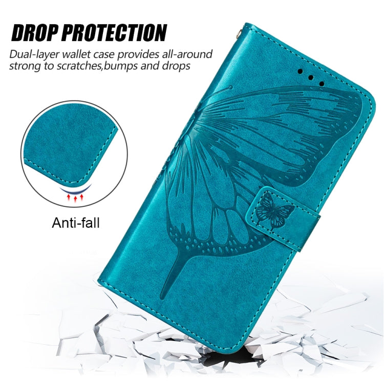 For Google Pixel 7a Embossed Butterfly Flip Leather Phone Case(Blue) - Google Cases by PMC Jewellery | Online Shopping South Africa | PMC Jewellery | Buy Now Pay Later Mobicred