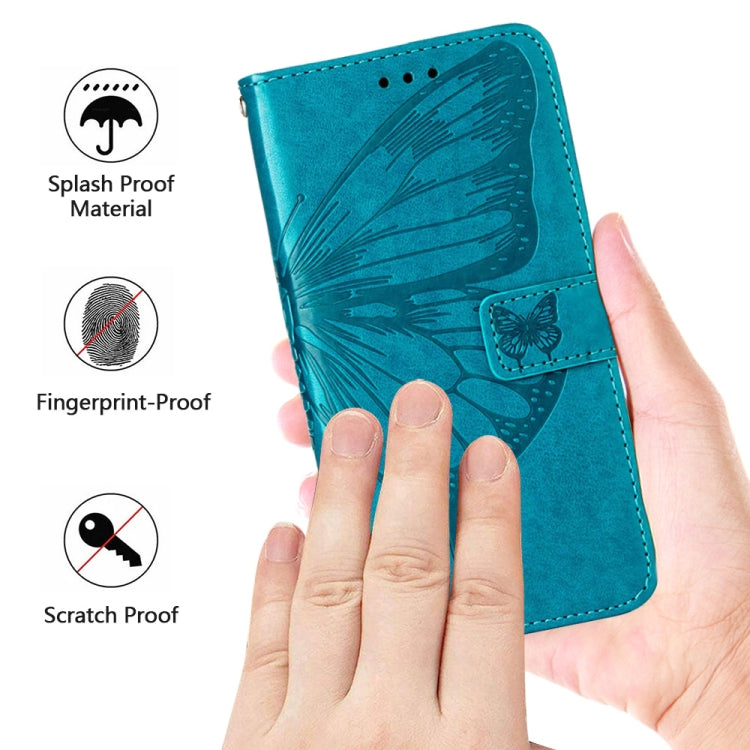 For Google Pixel 7a Embossed Butterfly Flip Leather Phone Case(Blue) - Google Cases by PMC Jewellery | Online Shopping South Africa | PMC Jewellery | Buy Now Pay Later Mobicred