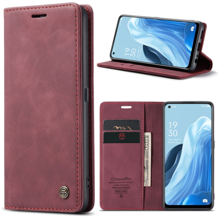 For OPPO Reno7 4G Indonesia/F21 Pro 4G/Reno8 4G CaseMe 013 Multifunctional Horizontal Flip Leather Phone Case(Wine Red) - OPPO Cases by CaseMe | Online Shopping South Africa | PMC Jewellery | Buy Now Pay Later Mobicred